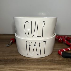 Rae Dunn • Feast & Gulp, pet water and food bowls